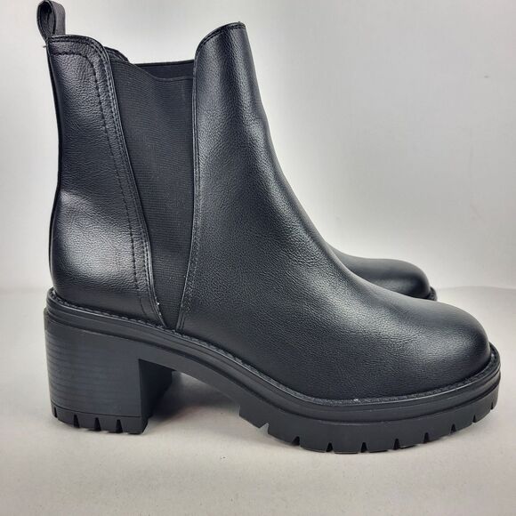 MIA Rusty Chelsea Pull On Lug Sole Booties Black Elastic Closure Size 11 - Picture 6 of 14